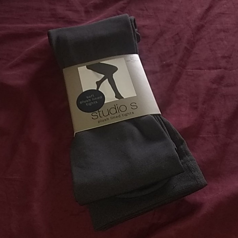 NWT Gray Plush Lined Tights, Sz M/L